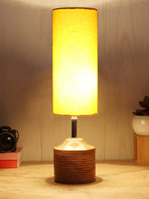 Wood Table lamp with Yellow cotton Shade (AEAP08)
